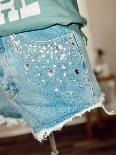 Embellished Denim Shorts