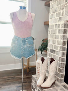 Embellished Denim Shorts